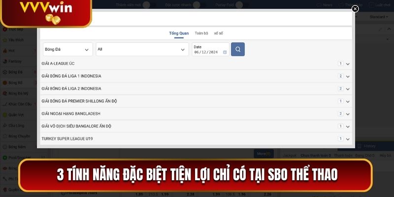 SBO Sports VVVwin - Đơn Vị Cung Cấp Kèo Cược Chất Lượng Cao 2026 2 3 tính năng đặc biệt tiện lợi chỉ có tại SBO thể thao